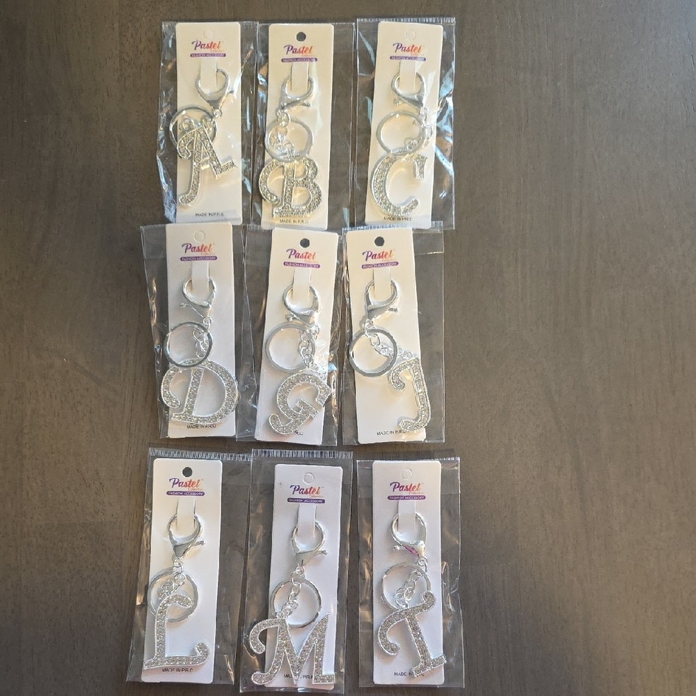 Silver Inital Keychain/Bag Charms
